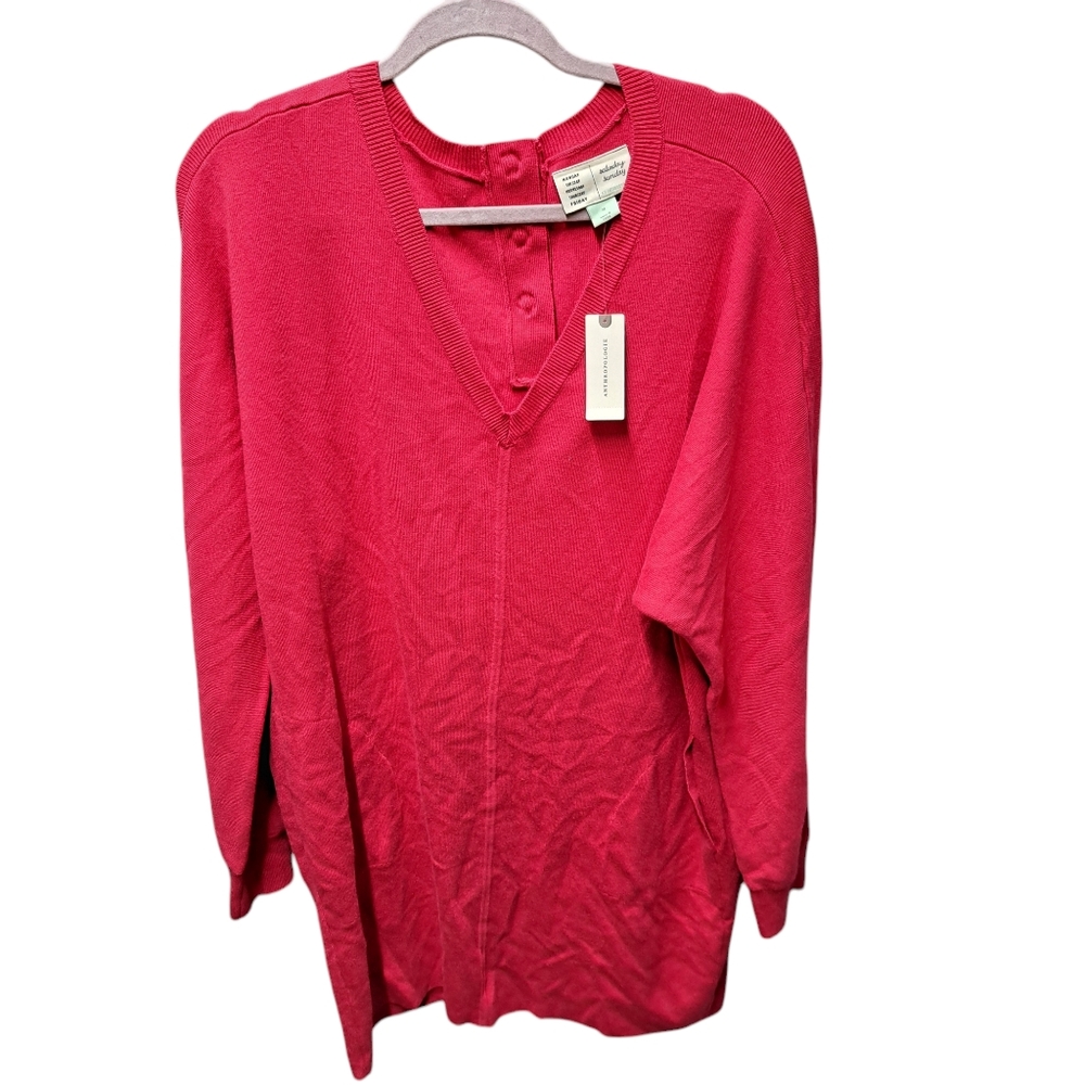 New Anthropologie women's mulberry v-neck tunic sweater size Medium